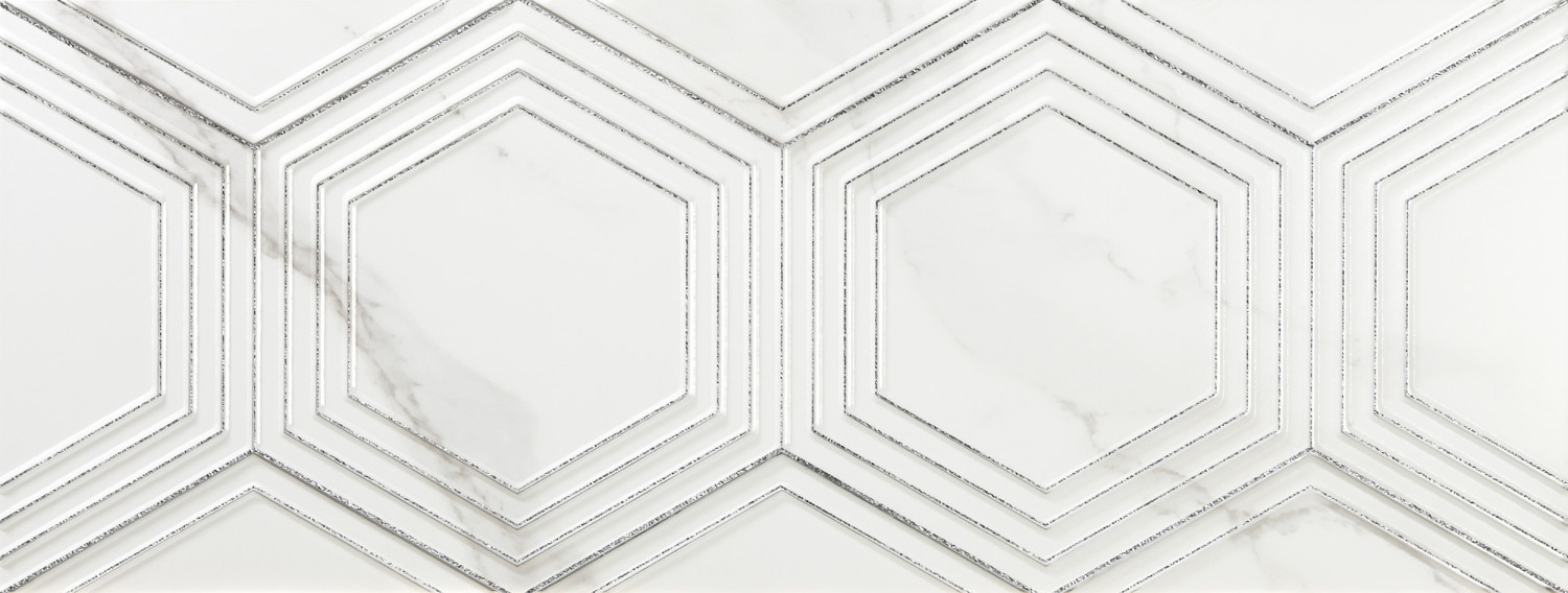 Azulev Calacatta White Hexa Decor Matt Slimrect 25x65 см